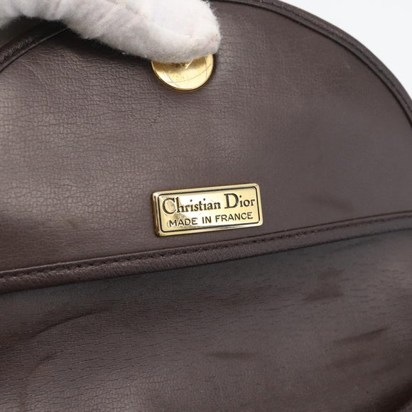 Christian Dior Shoulder Bag Leather Brown Gold Auth BA11045