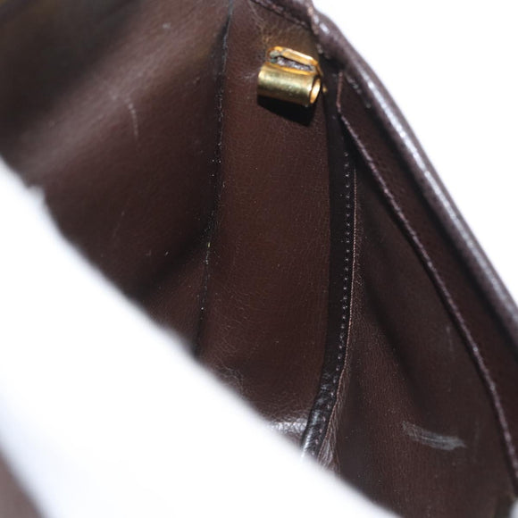 Christian Dior Shoulder Bag Leather Brown Gold Auth BA11045