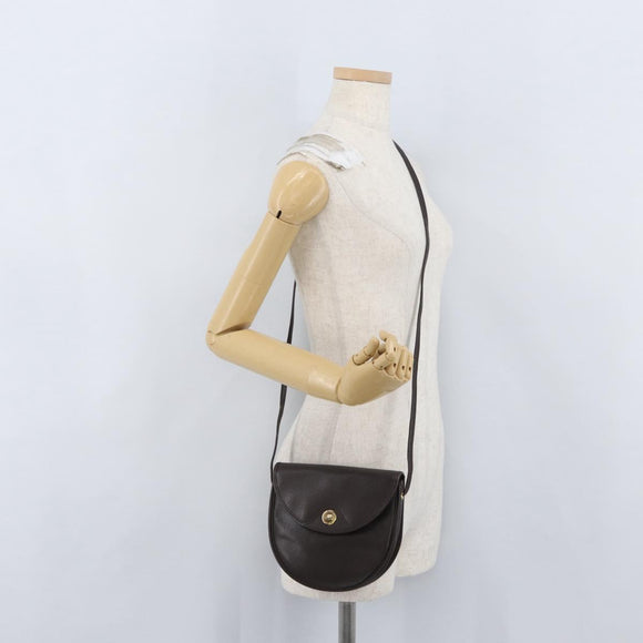Christian Dior Shoulder Bag Leather Brown Gold Auth BA11045