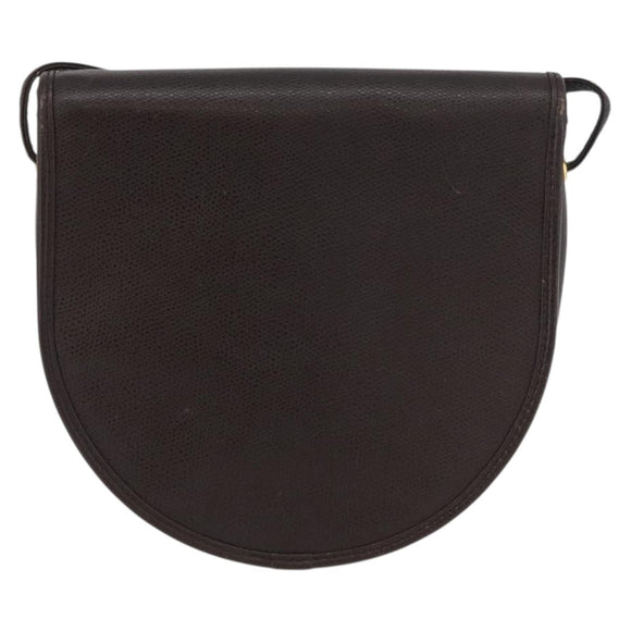 Christian Dior Shoulder Bag Leather Brown Gold Auth BA11045