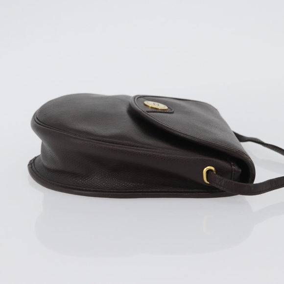 Christian Dior Shoulder Bag Leather Brown Gold Auth BA11045