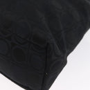 Salvatore Ferragamo Gancini Tote Bag Canvas Leather Black Silver Auth BA11046-11