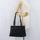 Salvatore Ferragamo Gancini Tote Bag Canvas Leather Black Silver Auth BA11046-22