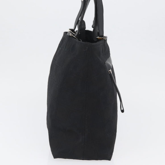Salvatore Ferragamo Gancini Tote Bag Canvas Leather Black Silver Auth BA11046