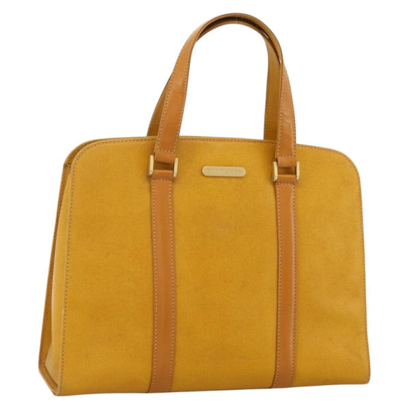 BURBERRY Hand Bag Leather Yellow Gold Auth BA11047