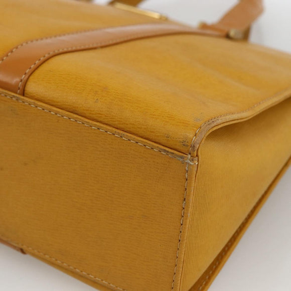 BURBERRY Hand Bag Leather Yellow Gold Auth BA11047
