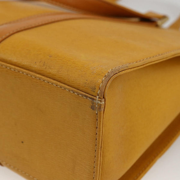 BURBERRY Hand Bag Leather Yellow Gold Auth BA11047