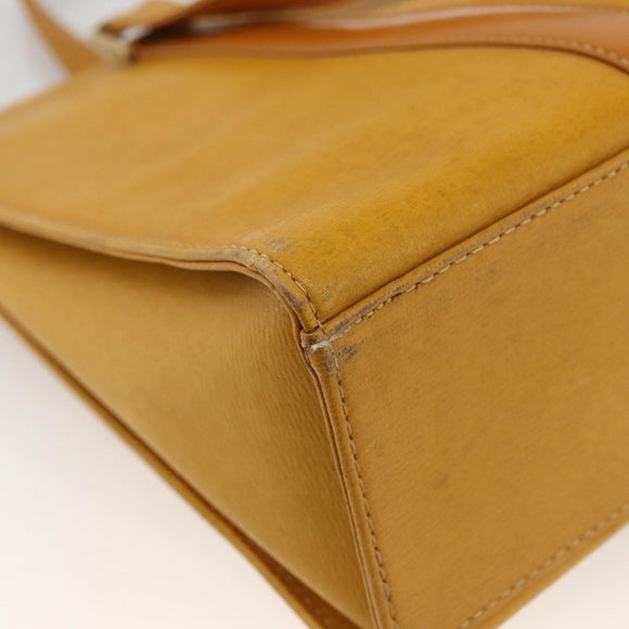 BURBERRY Hand Bag Leather Yellow Gold Auth BA11047