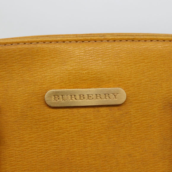 BURBERRY Hand Bag Leather Yellow Gold Auth BA11047