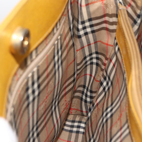 BURBERRY Hand Bag Leather Yellow Gold Auth BA11047
