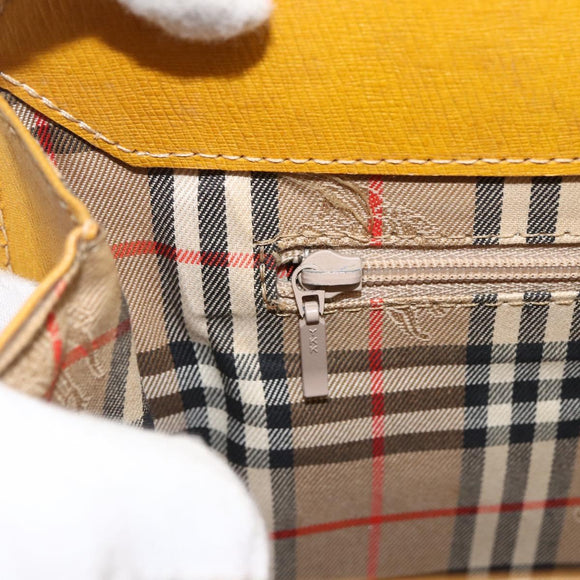 BURBERRY Hand Bag Leather Yellow Gold Auth BA11047