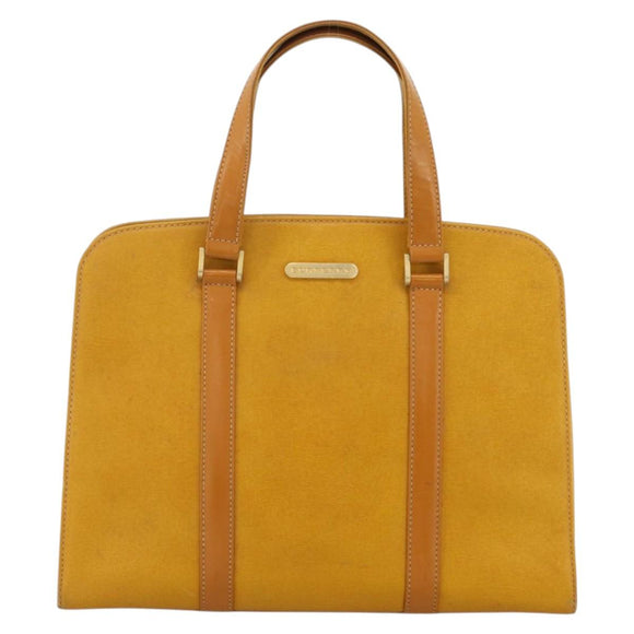 BURBERRY Hand Bag Leather Yellow Gold Auth BA11047
