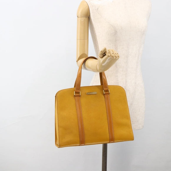 BURBERRY Hand Bag Leather Yellow Gold Auth BA11047
