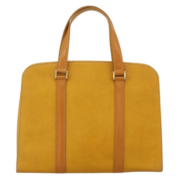 BURBERRY Hand Bag Leather Yellow Gold Auth BA11047