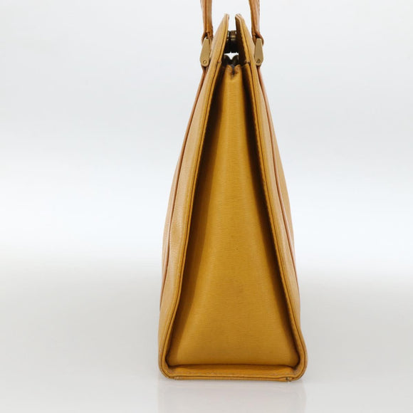 BURBERRY Hand Bag Leather Yellow Gold Auth BA11047