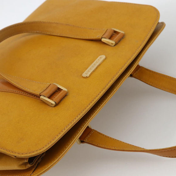 BURBERRY Hand Bag Leather Yellow Gold Auth BA11047