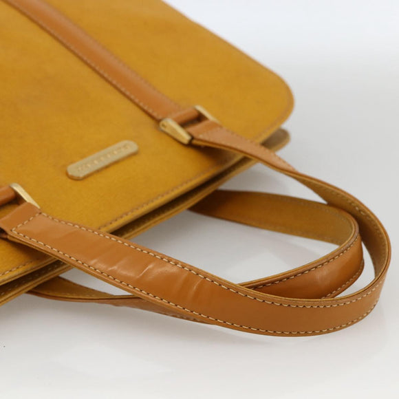 BURBERRY Hand Bag Leather Yellow Gold Auth BA11047
