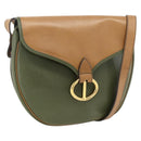 Christian Dior Shoulder Bag Leather Khaki Gold Auth BA11048-1