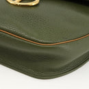 Christian Dior Shoulder Bag Leather Khaki Gold Auth BA11048-9