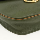 Christian Dior Shoulder Bag Leather Khaki Gold Auth BA11048-14
