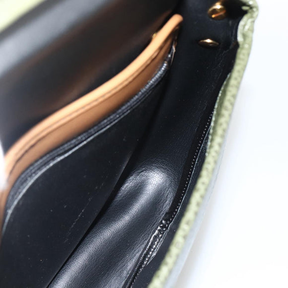 Christian Dior Shoulder Bag Leather Khaki Gold Auth BA11048