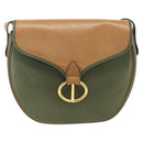 Christian Dior Shoulder Bag Leather Khaki Gold Auth BA11048-13