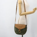 Christian Dior Shoulder Bag Leather Khaki Gold Auth BA11048-22