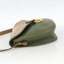 Christian Dior Shoulder Bag Leather Khaki Gold Auth BA11048-3