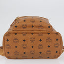 MCM Vicetos Logogram Backpack PVC Leather Brown Gold Auth BA11051-11