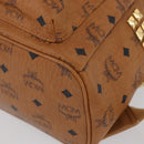 MCM Vicetos Logogram Backpack PVC Leather Brown Gold Auth BA11051-13