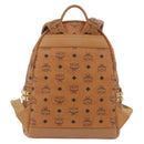 MCM Vicetos Logogram Backpack PVC Leather Brown Gold Auth BA11051-3