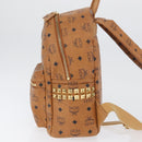 MCM Vicetos Logogram Backpack PVC Leather Brown Gold Auth BA11051-4