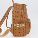 MCM Vicetos Logogram Backpack PVC Leather Brown Gold Auth BA11051-5