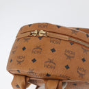 MCM Vicetos Logogram Backpack PVC Leather Brown Gold Auth BA11051-6