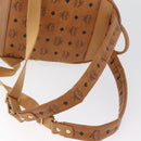 MCM Vicetos Logogram Backpack PVC Leather Brown Gold Auth BA11051-9