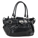Salvatore Ferragamo Gancini Hand Bag Patent leather Black Silver Auth BA11053-1