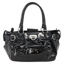 Salvatore Ferragamo Gancini Hand Bag Patent leather Black Silver Auth BA11053-13