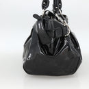 Salvatore Ferragamo Gancini Hand Bag Patent leather Black Silver Auth BA11053-3