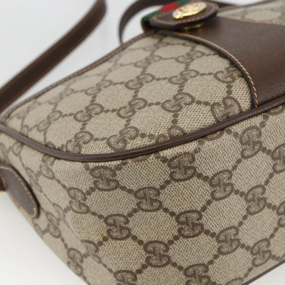 GUCCI GG Supreme Web Sherry Line Bag PVC Beige Gold 89 02 032 Auth BA11056