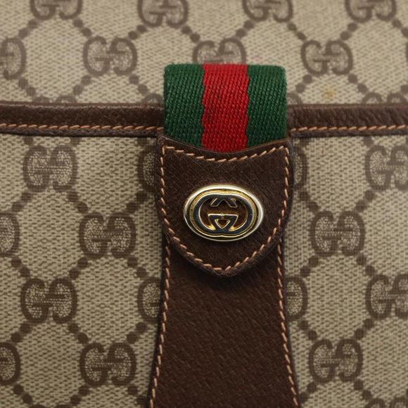 GUCCI GG Supreme Web Sherry Line Bag PVC Beige Gold 89 02 032 Auth BA11056