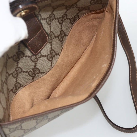 GUCCI GG Supreme Web Sherry Line Bag PVC Beige Gold 89 02 032 Auth BA11056