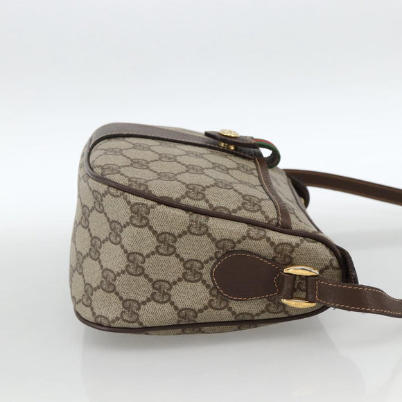 GUCCI GG Supreme Web Sherry Line Bag PVC Beige Gold 89 02 032 Auth BA11056
