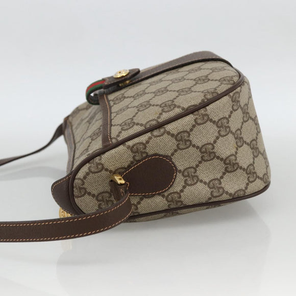 GUCCI GG Supreme Web Sherry Line Bag PVC Beige Gold 89 02 032 Auth BA11056