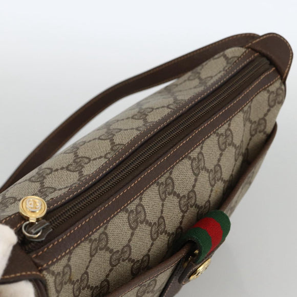 GUCCI GG Supreme Web Sherry Line Bag PVC Beige Gold 89 02 032 Auth BA11056