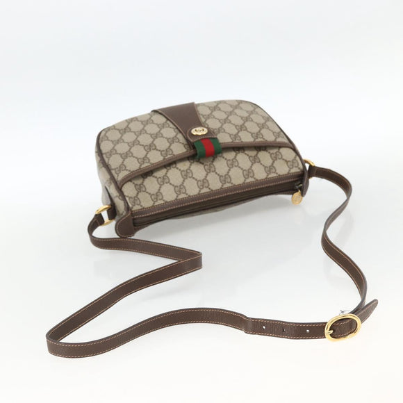 GUCCI GG Supreme Web Sherry Line Bag PVC Beige Gold 89 02 032 Auth BA11056