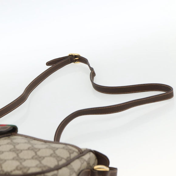 GUCCI GG Supreme Web Sherry Line Bag PVC Beige Gold 89 02 032 Auth BA11056