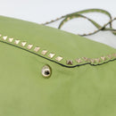 VALENTINO Rock Studs Tote Bag Leather Gold Light green Auth BA11057-14