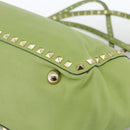 VALENTINO Rock Studs Tote Bag Leather Gold Light green Auth BA11057-16