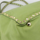 VALENTINO Rock Studs Tote Bag Leather Gold Light green Auth BA11057-11