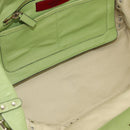 VALENTINO Rock Studs Tote Bag Leather Gold Light green Auth BA11057-12